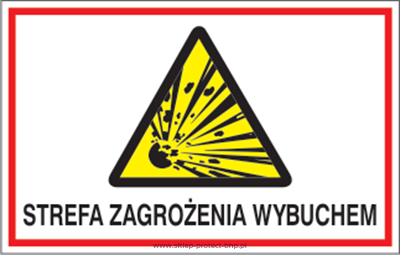 Strefa zagrożenia wybuchem - Znak ostrzegawczy. Znak informacyjny - NB008