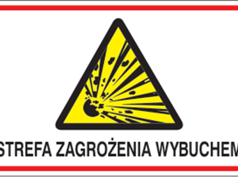 Strefa zagrożenia wybuchem - Znak ostrzegawczy. Znak informacyjny - NB008