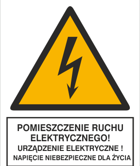 Pomieszczenie ruchu elektrycznego urządzenie elektryczne napięcie niebezpieczne dla życia - Znak elektryczny - HA028