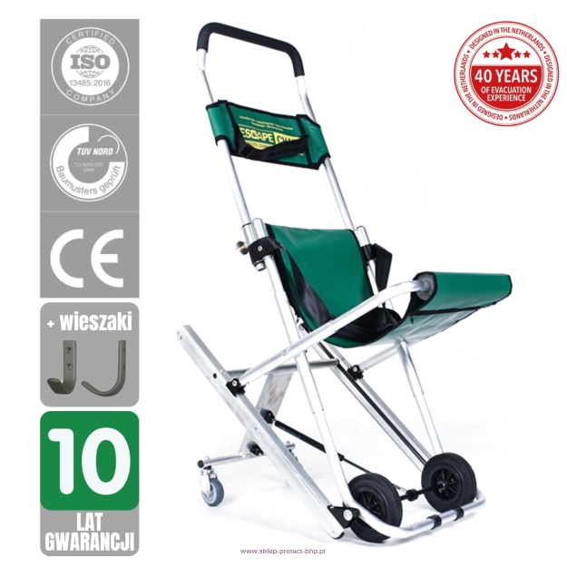 Krzesło ewakuacyjne ESCAPE-CHAIR ST-B z wieszakami i pokrowcem, udźwig 225kg, 10 lat gwarancji