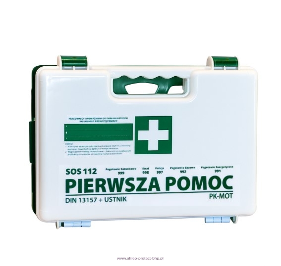 Biała apteczka pierwszej pomocy K13 z wyposażeniem DIN13157