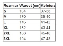 Czerwona koszula flanelowa antyelektrostatyczna GRZMOT - wymiary
