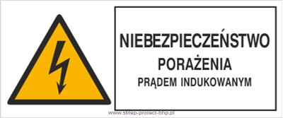 Niebezpieczeństwo porażenia prądem indukowanym - Znak elektryczny - HB013