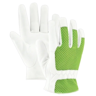 Rękawice ze skóry licowej RSL001 GARDEN FLUO Zielony fluo Biały