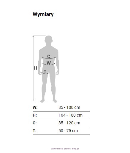 Szelki bezpieczeństwa z taśmami elastycznymi P-60EmX - wymiary M-XL