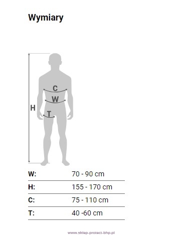 Szelki bezpieczeństwa P-39mX - wymiary S