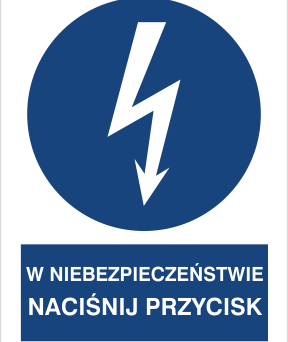 W niebezpieczeństwie naciśnij przycisk - Znak elektryczny - HE011