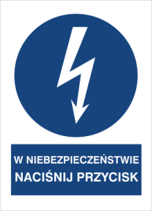 W niebezpieczeństwie naciśnij przycisk - Znak elektryczny - HE011